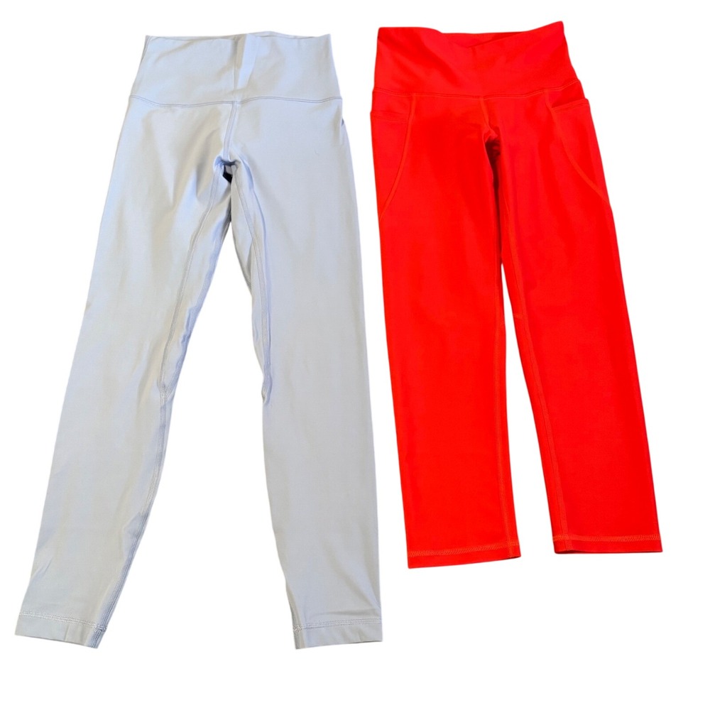 Lot 2 Hyba Old Navy Active Leggings Womens XS Blue Red High Waist Athletic Yoga